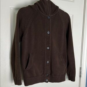 Lauren Ralph Lauren Cotton Brown Knit Hooded Sweater EUC